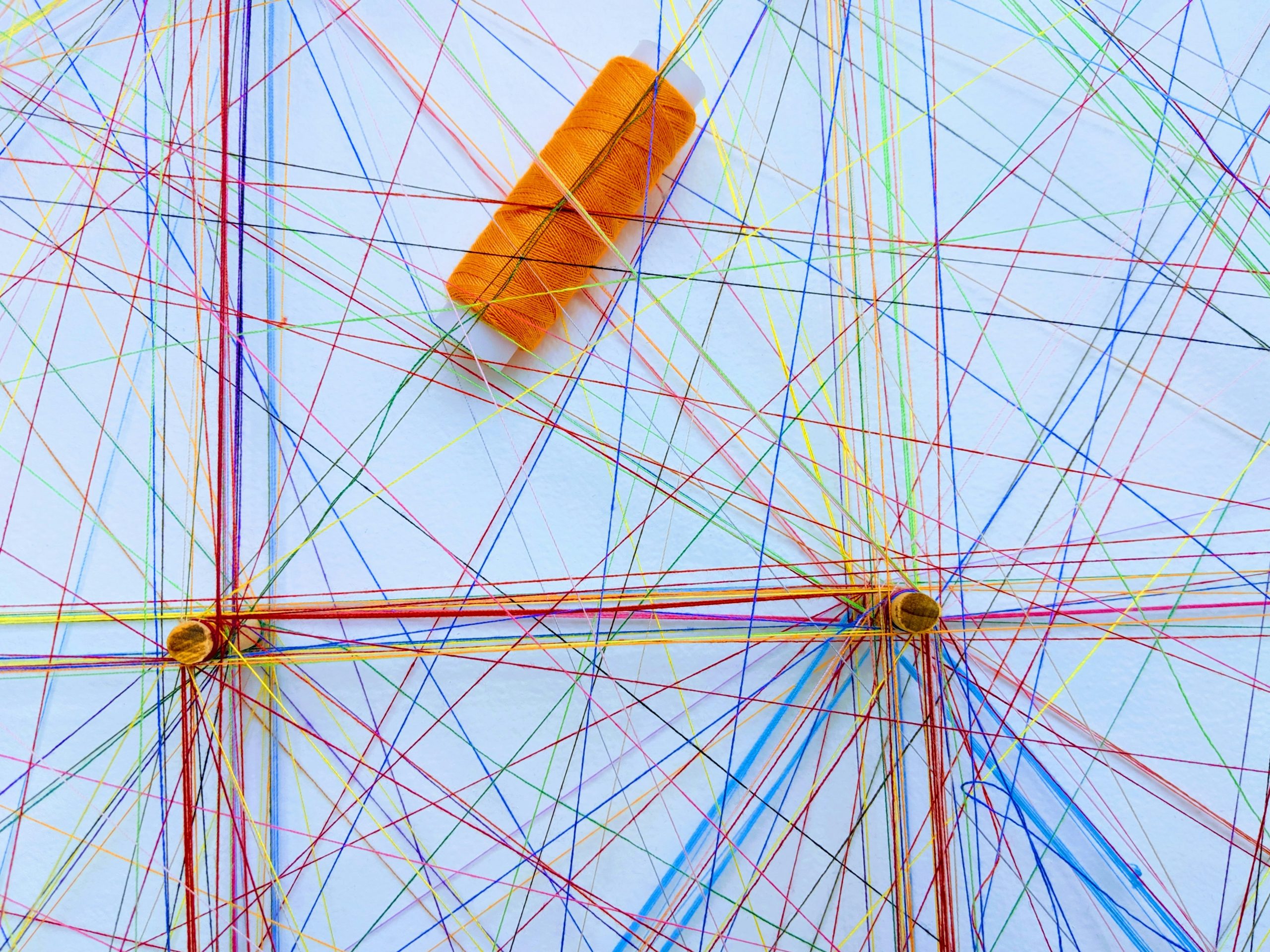 network of colorful threads